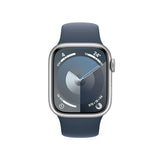 Apple Watch Series 9 41mm (GPS+Cellular) (MRJT3, Silver Stainless Steel with Storm Blue Sport Band - S/M)