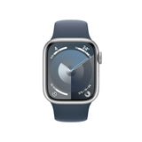 Apple Watch Series 9 41mm (GPS+Cellular) (MRJU3, Silver Stainless Steel with Storm Blue Sport Band - M/L)