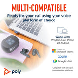 Poly Voyager Free 60+ with Touchscreen Charge Case (Black, BT700C)