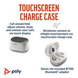 Poly Voyager Free 60+ with Touchscreen Charge Case (White, BT700C)