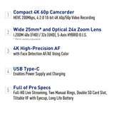 Panasonic HC-X1600 UHD 4K HDMI Camcorder with 24x Zoom