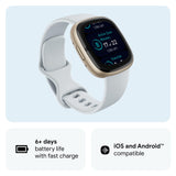 Fitbit Sense 2 GPS Smartwatch (Soft Gold Aluminum Case with Blue Mist Infinity Band)
