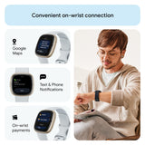 Fitbit Sense 2 GPS Smartwatch (Soft Gold Aluminum Case with Blue Mist Infinity Band)