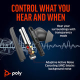 Poly Voyager Free 60+ with Touchscreen Charge Case (Black, BT700A)