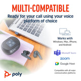 Poly Voyager Free 60+ with Touchscreen Charge Case (Black, BT700A)