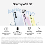 Samsung Galaxy A55 (A556E DS) (256GB+8GB, Awesome Ice Blue)