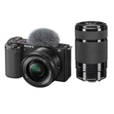 Sony ZV-E10 Mirrorless Camera with 16-50mm and 55-210mm Lens (ILCZV-E10Y) (Black) - Brand New / Sealed Box / Full