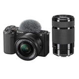 Sony ZV-E10 Mirrorless Camera with 16-50mm and 55-210mm Lens (ILCZV-E10Y) (Black) - Brand New / Sealed Box / Full