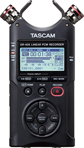 Tascam DR-40X 4-Channel Portable Audio Recorder and USB Interface with Adjustable Mic (DR-40X)